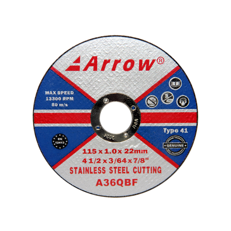 [A115101SSA2] Arrow® Stainless Steel Cutting Discs – FLAT (4 1/2" x 3/64" x 7/8" (115mm x 1.0mm))