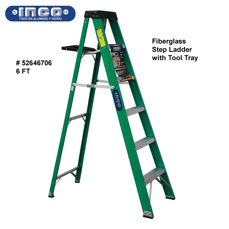 [52646706] Inco Fiberglass Step Ladder (225 lb - 6 FT (w/ Tool Tray))