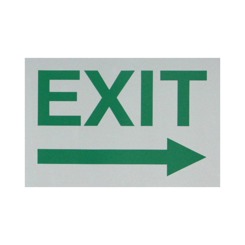 [ES03] "Exit Sign" - 8'' x 12'' Green on White Reflective PVC - Right Arrow