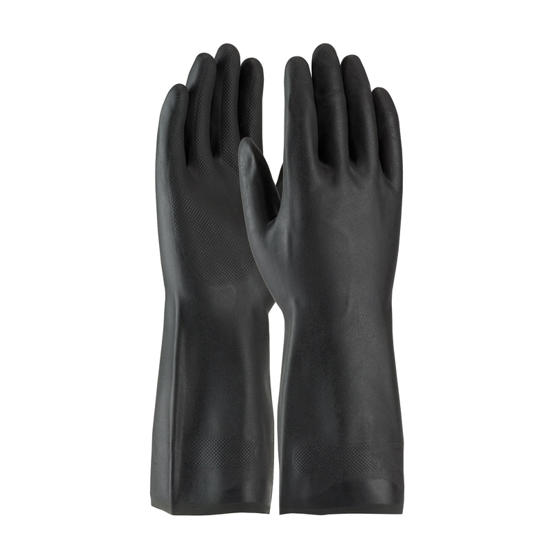 [52-3665/L] Black Neoprene Chemical Resistant Gloves 28 Mil Large Pair