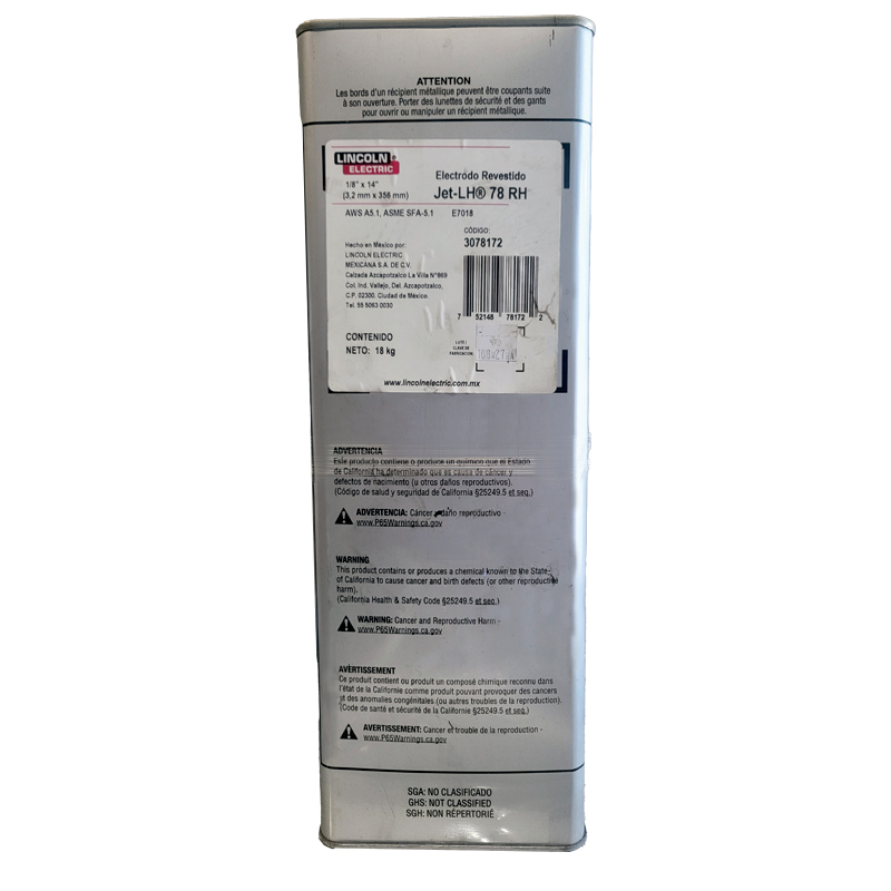 [3078172] Lincoln Jetweld E-7018 (3.2mm) 1/8" Electrode, (18Kg/40lb Tin)