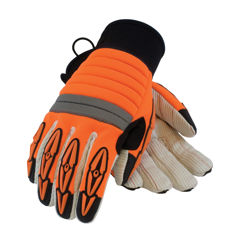 [120-4720/L] Maximum Safety Derrickmen Canvas Palm Orange Glove - Large Pair