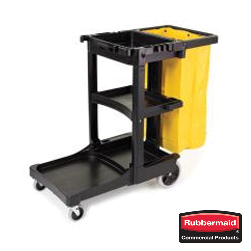 [RCP617388BK] Rubbermaid Janitor Cart - Black