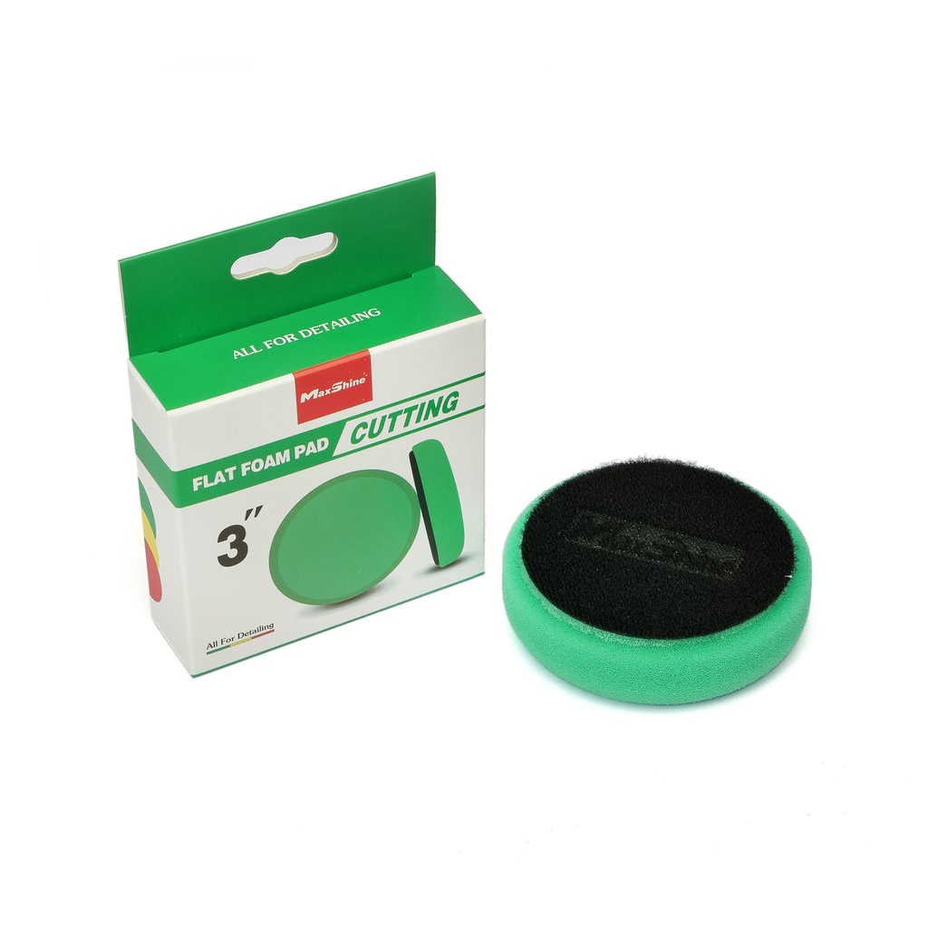 [2031085GW] MaxShine Green Flat Foam Cutting Pad 3"