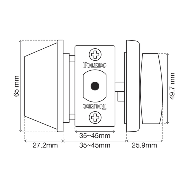 Toledo Commercial Deadbolt Single-Cylinder (Satin Stainless Steel)