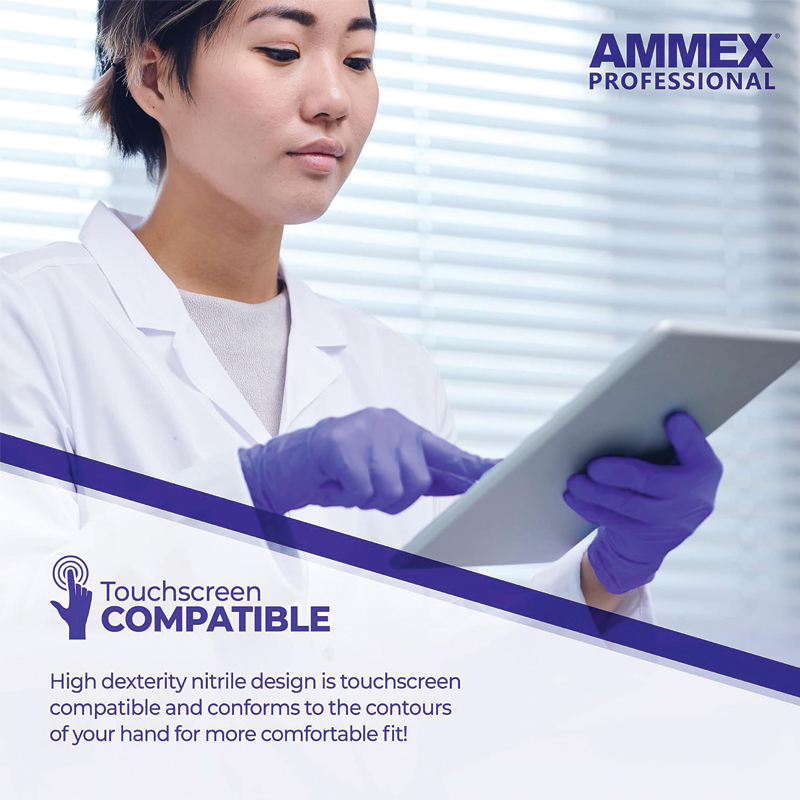AMMEX® Indigo Nitrile Powder Free Exam Gloves (100/Box)