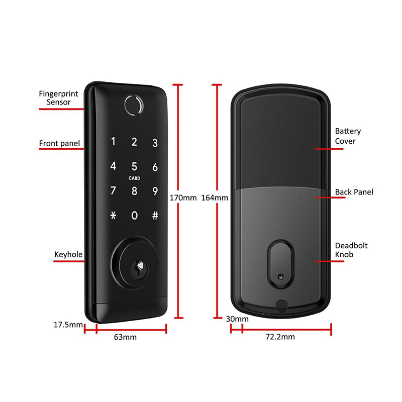 Toledo, Biometric Deadbolt Lock Black, Nexus
