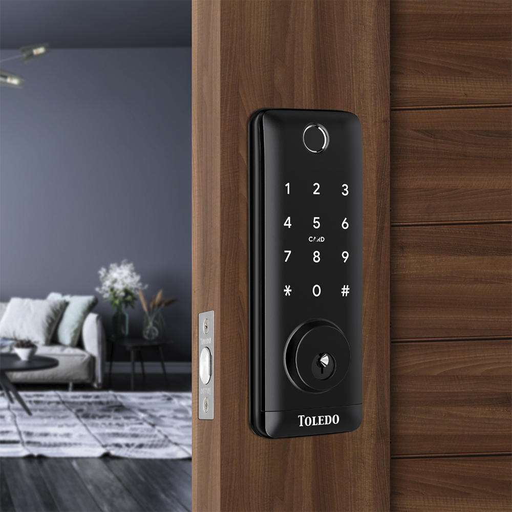 Toledo, Biometric Deadbolt Lock Black, Nexus
