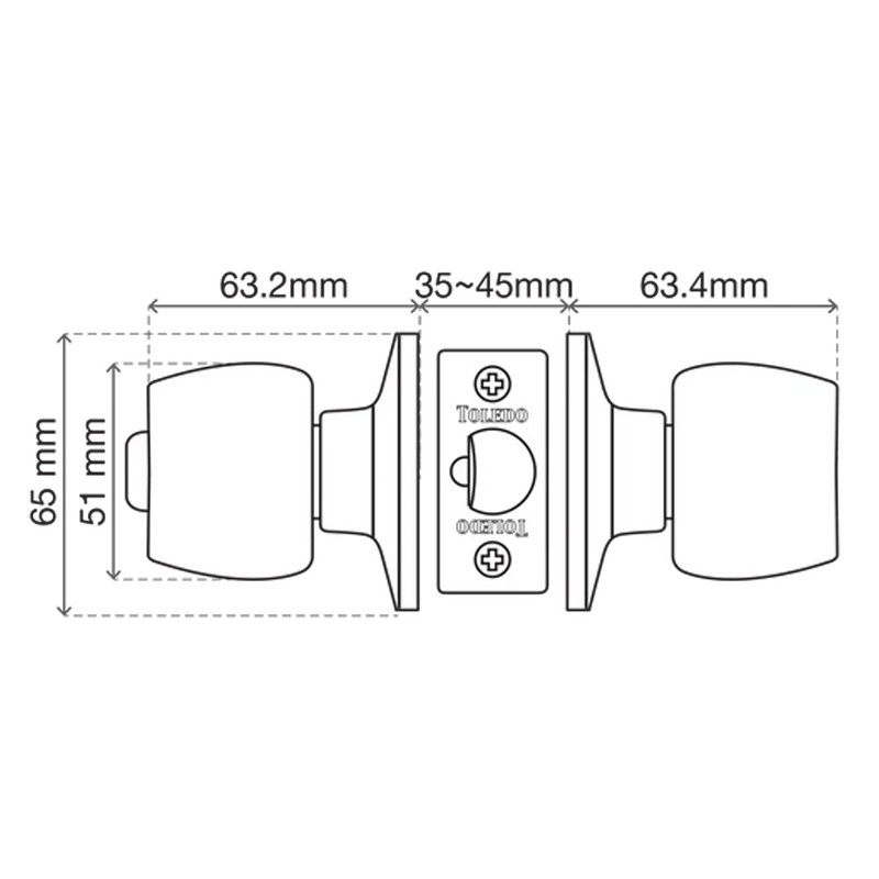 Toledo Malaga Single Cylinder Door Lock - Satin Stainless Steel