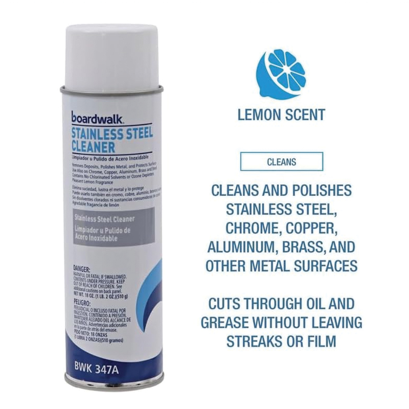 Boardwalk® Stainless Steel Cleaner & Polish - 18oz Aerosol