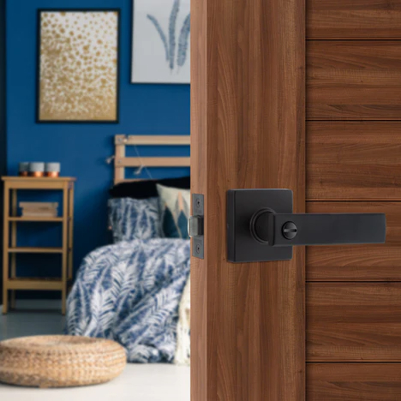 Toledo Lugo Interior Lock Lever Set-Square Rosette - Matte Black