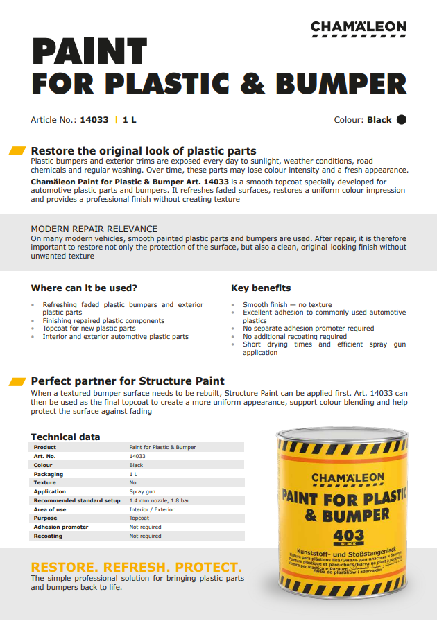Chamäleon 403 1K Paint for Plastic & Bumper