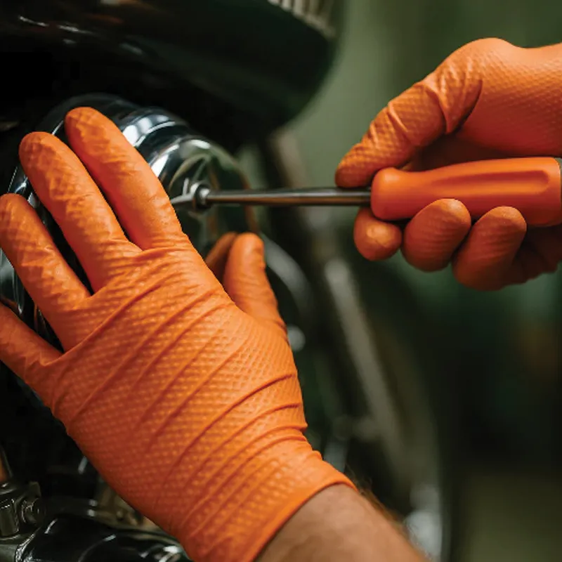 ARPEX 8 Mil Orange Nitrile Diamond Textured Gloves.webp