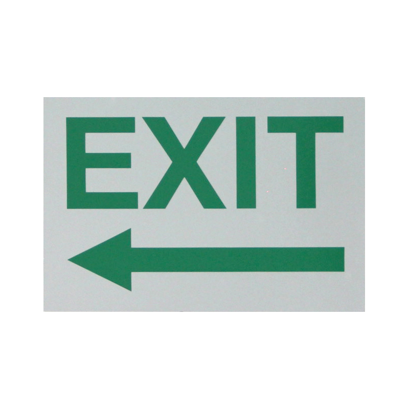 "Exit Sign" - 8'' x 12'' Green on White Reflective PVC - Left Arrow