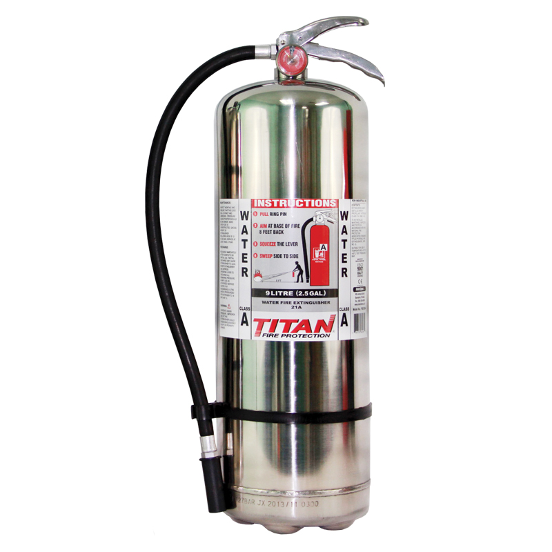 9 Litre (2.5gal) Titan Water Fire Extinguisher (Stainless Steel)