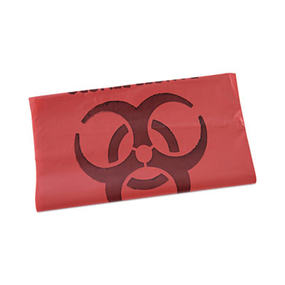 Biohazard Can Liners, 33 gal, 1.3 mil, 33" x 39", Red, 150/Case