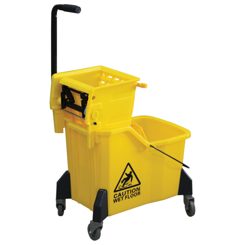Deluxe Mop Bucket Wringer Combo Dual Compartment Yellow 40 Litre