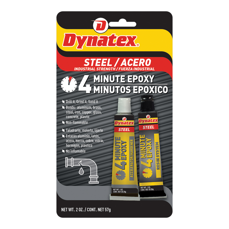 Dynatex 4 Minute Steel Epoxy - 2 x 1 oz. Tubes