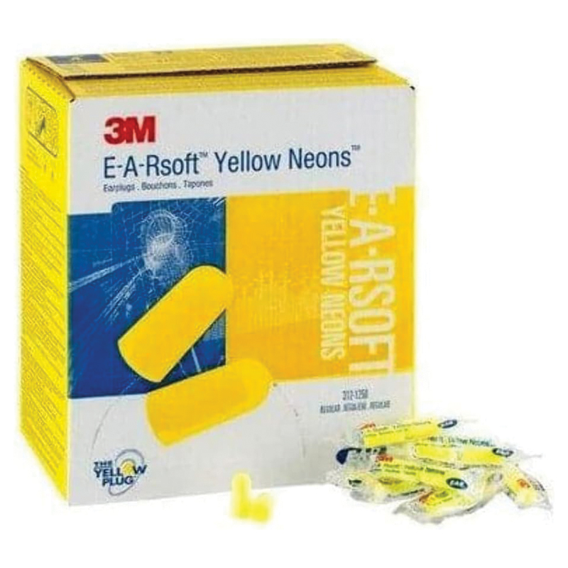 3M Ear Soft Yellow Corded Earplugs Disposable, 200 pairs/box