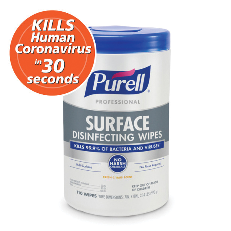 PURELL® Professional Surface Disinfecting Wipes, 110CT Wipes Canister