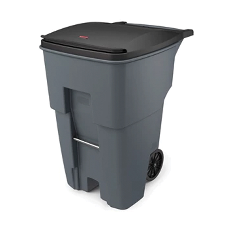 RUBBERMAID ROLLOUT BIN, 95 Gal Gray