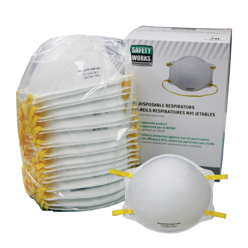 Safety Works N95 Disposable Respirator - 20/Box