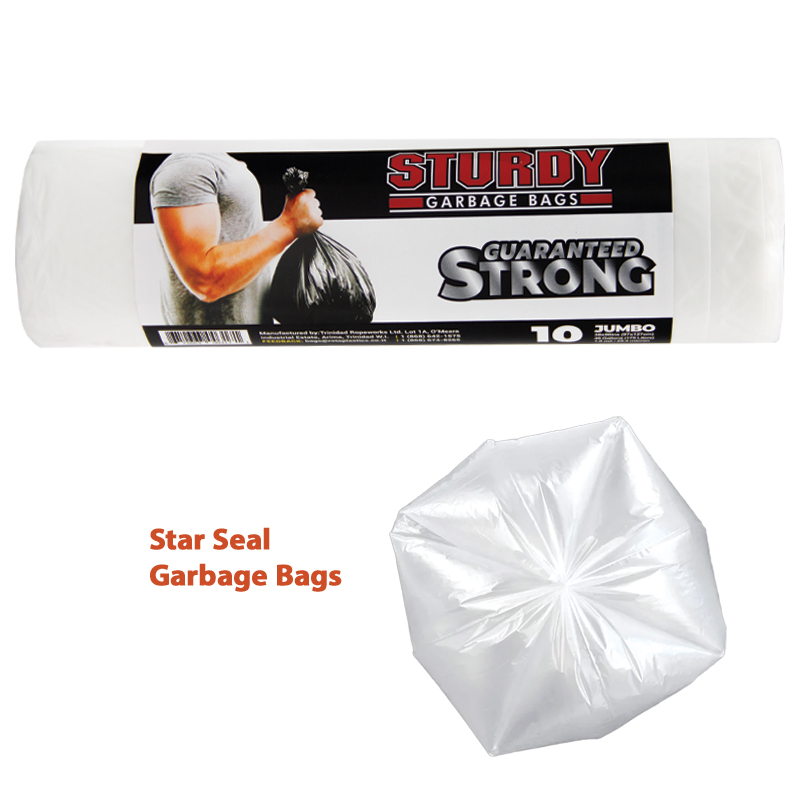 Sturdy Jumbo Frosted Garbage Bags - 10/Roll  - 38" x 50" (46 Gallons)