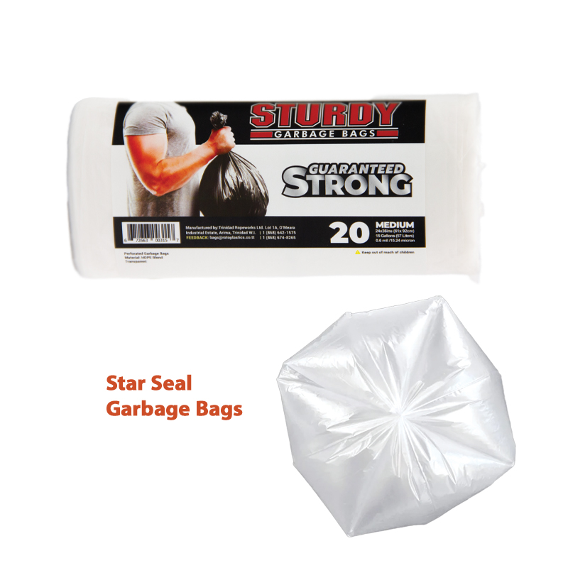 Sturdy Medium Frosted Garbage Bags - 20/Roll  - 24" x 36" (15 Gallons)