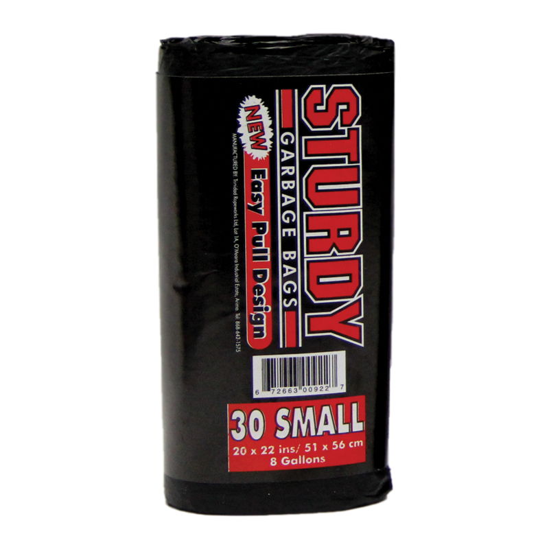 Sturdy Small Black Garbage Bags - 30/Roll  - 20 x 22 ins/51 x 56 cm (8Gallons)