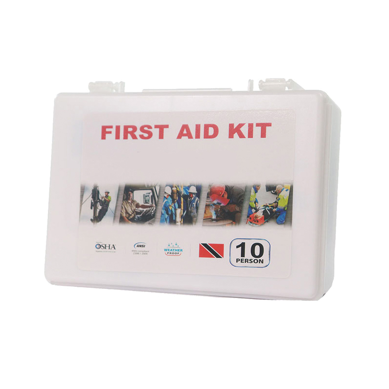 First Aid Kit, 10 person, poly white case