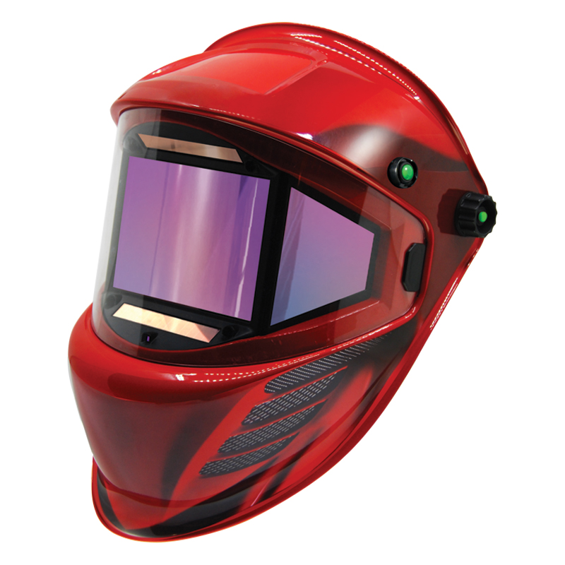 Solar Powered Auto-Darkening Welding Helmet  - Panorama, Red