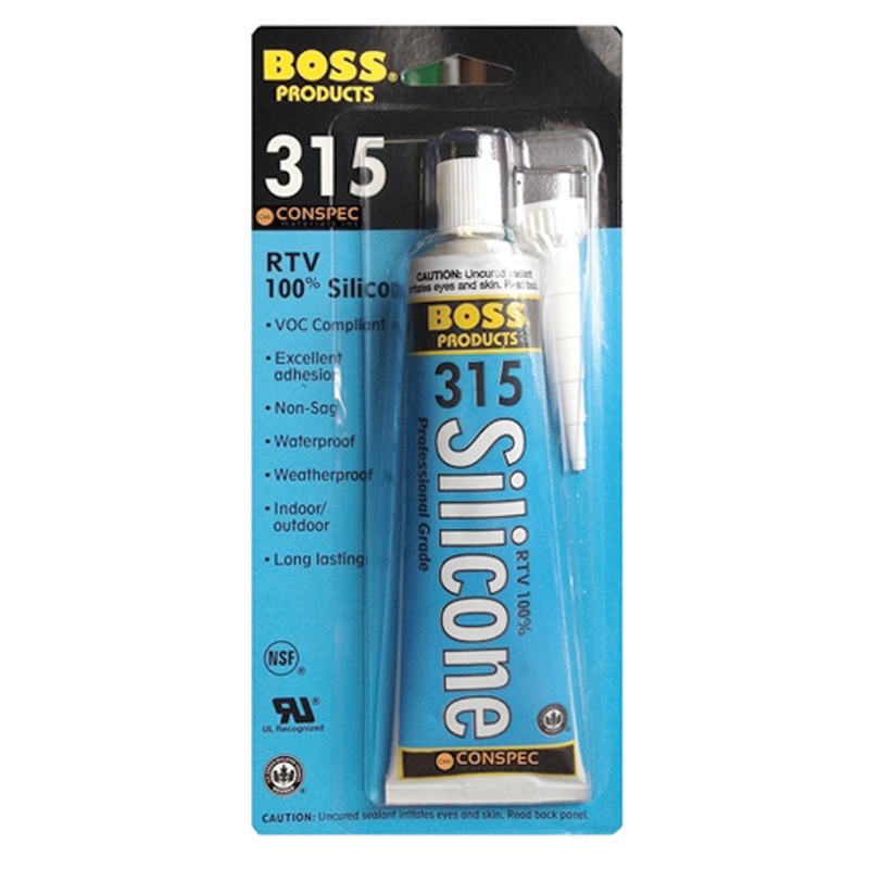 BOSS 315 100% RTV Silicone - White 3oz Tube