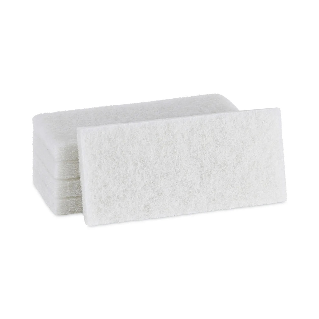 Boardwalk® Light-Duty Scour, 4.63 x 10, White, 5/Box