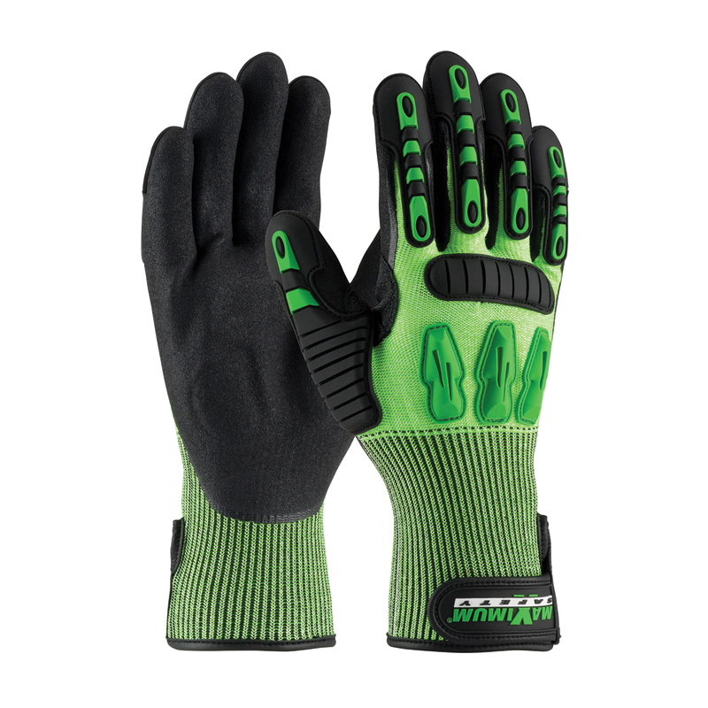 Maximum Safety Tuffmax3 13G Green HPPE Shell, Black Microsurface Nitrile Coated Grip Glove