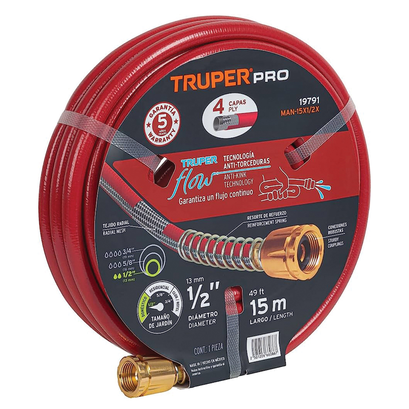 Truper Garden Hose w/Brass Fittings