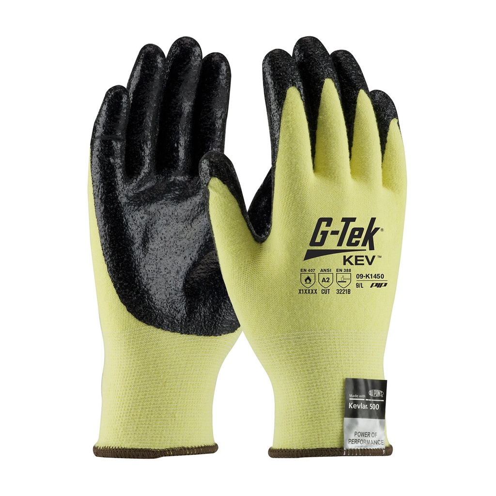 G-Tek® KEV™ Seamless Knit DuPont™ Kevlar® / Elastane Glove with Nitrile Coated Smooth Grip on Palm & Fingertips