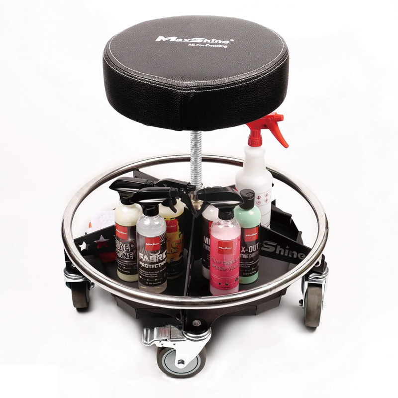 MaxShine Premium Rolling Detailing Chair with Tool Tray