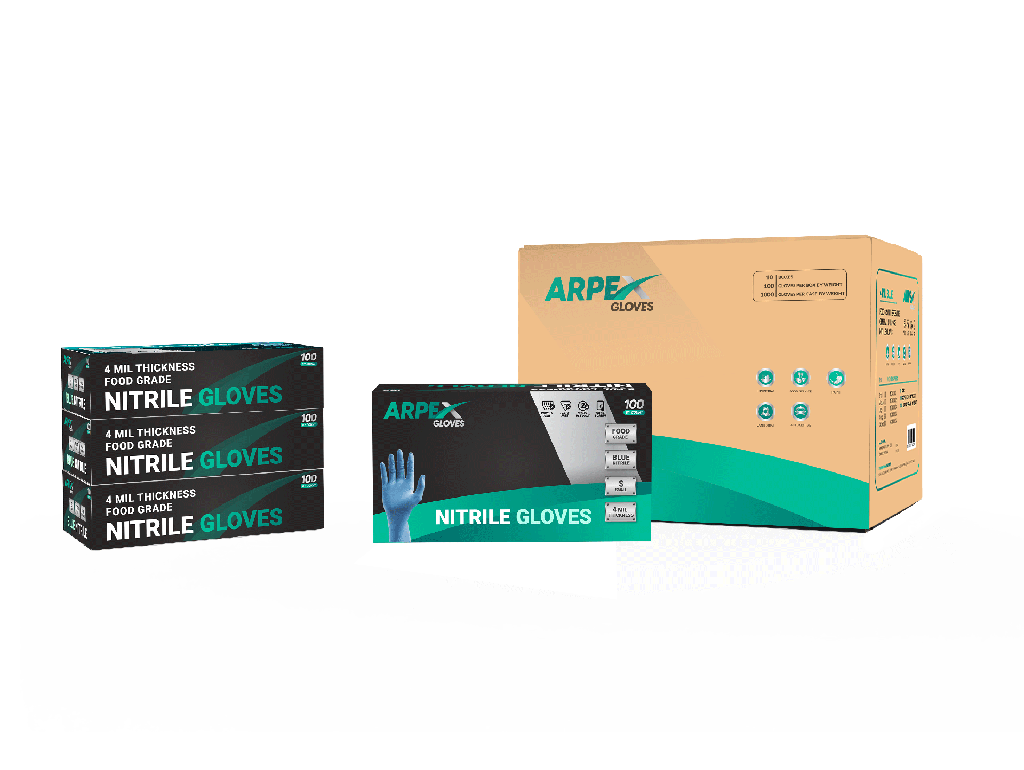 ARPEX 4 Mil Blue Nitrile Disposable Examination Gloves (100/Box)