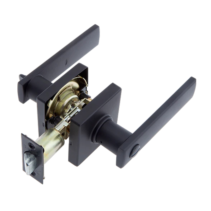 Toledo Lugo Interior Lock Lever Set-Square Rosette - Matte Black