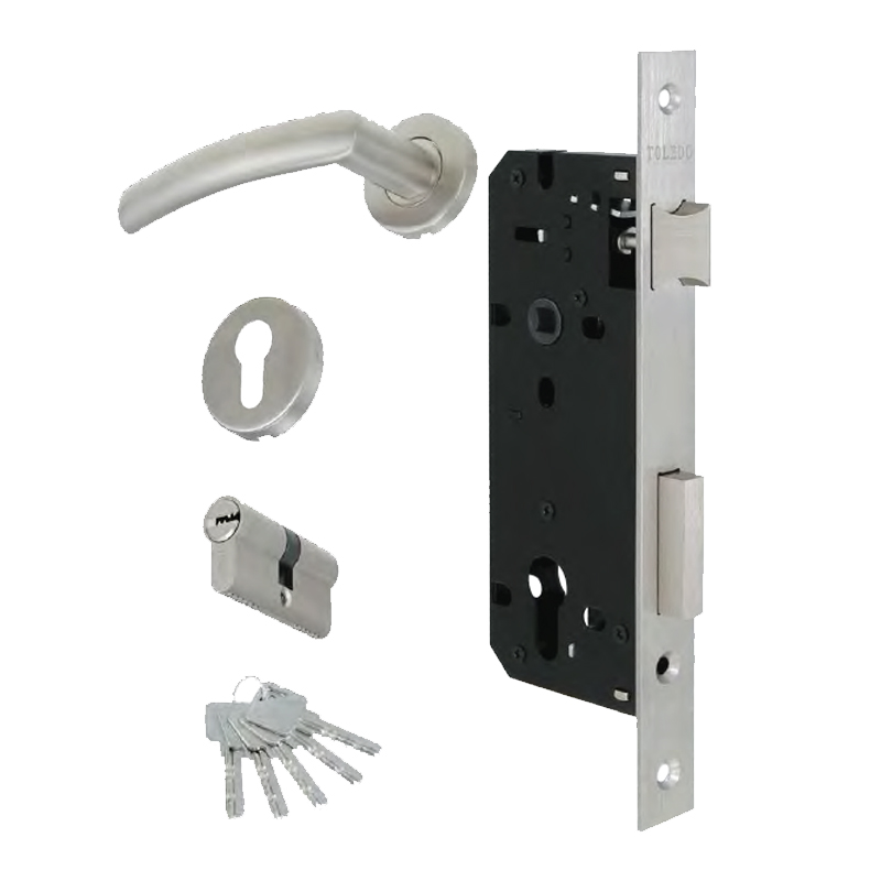 Toledo Mortise Cylinder Lock with Handle Combo - Stainless Steel