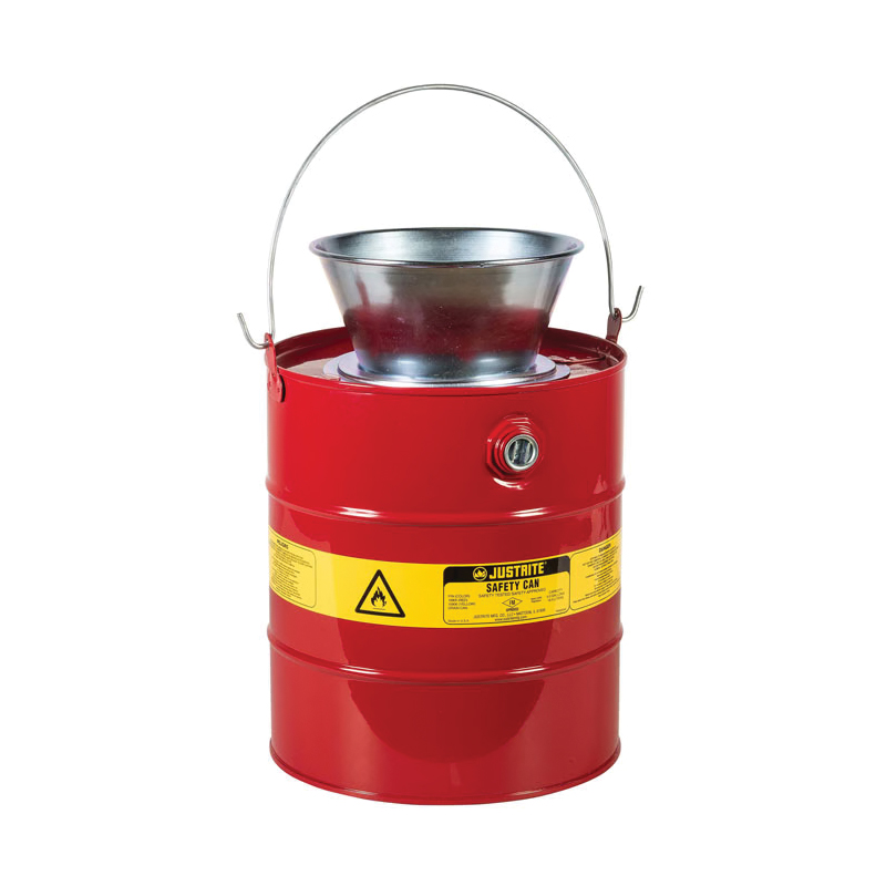 [JTR10905] Justrite 5 Gallon Steel Drain Can With Funnell