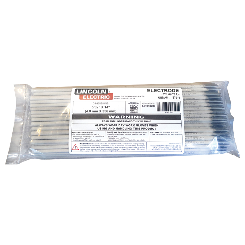 [3078173-10] Lincoln Jetweld E-7018 (4.0mm) 5/32" Electrode, (4.5Kg/10lb Pack)