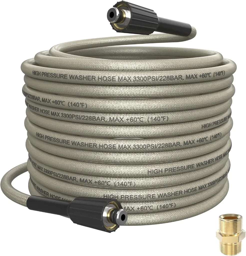 [TWIS050-NK] Pressure Washer Hose 3300 PSI 1/4" X 50' Non-Kink M22-14mm Brass Fittings