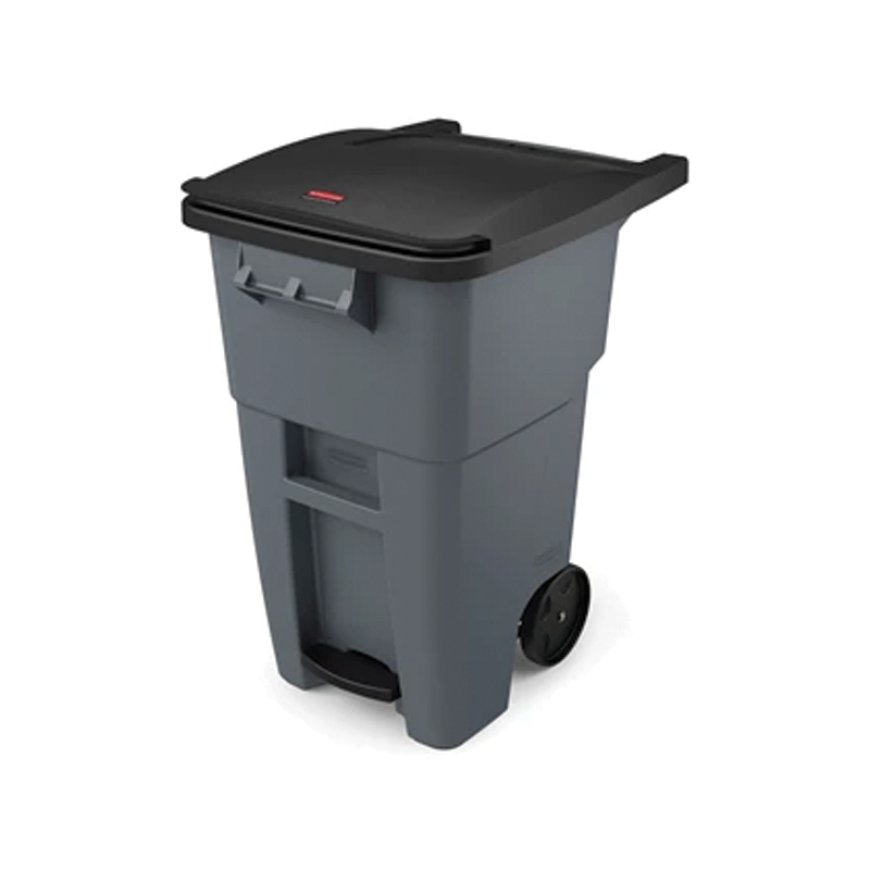 [RCP1971956] Rubbermaid Step-On Rollout Container 50 gal. Gray