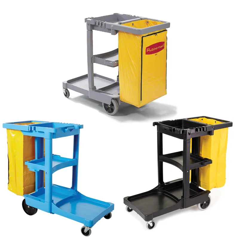 Rubbermaid Janitor Cart w/Yellow Vinyl Bag