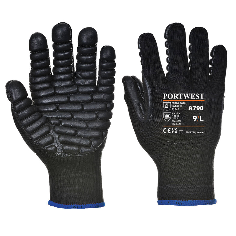 [A790BKRL/9] Portwest Anti-Vibration Black Gloves - Large
