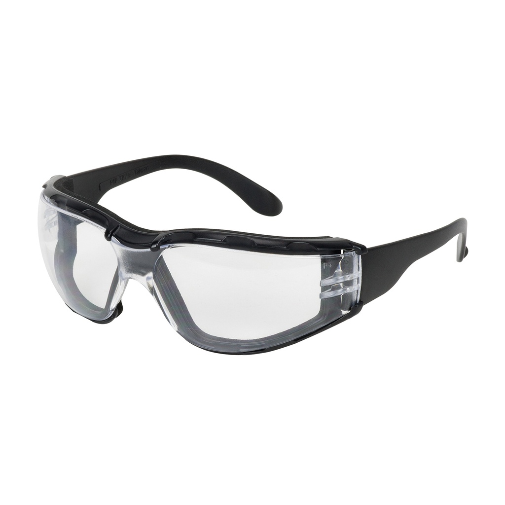 [250-01-F020] Zenon Z12™ Clear Lens Foam Rimless Safety Glasses with Black Temple, Clear Lens, Foam Padding, Anti-Scratch / Anti-Fog Coating