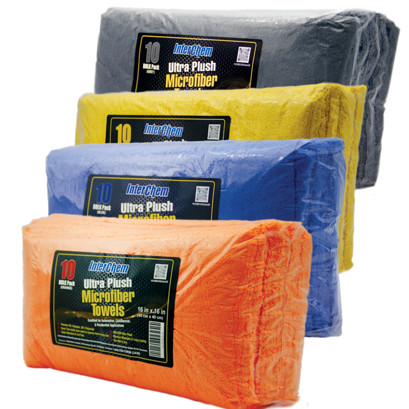 Interchem Ultra Plush Microfiber Towels 16" x 16" 500 GSM - 10 Pack