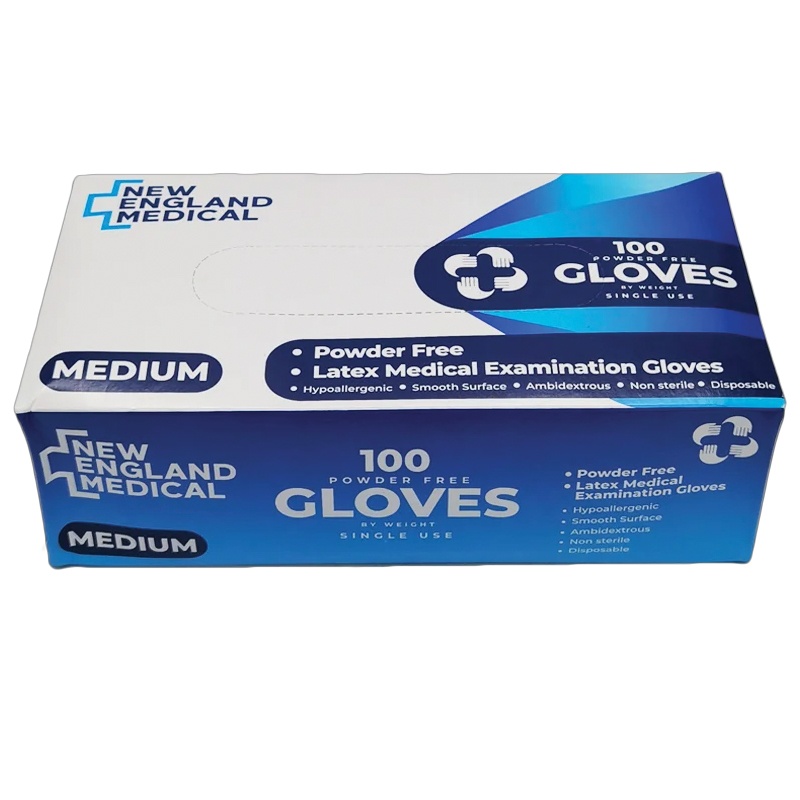 New England Powder Free Latex Examination Gloves (100/Box)